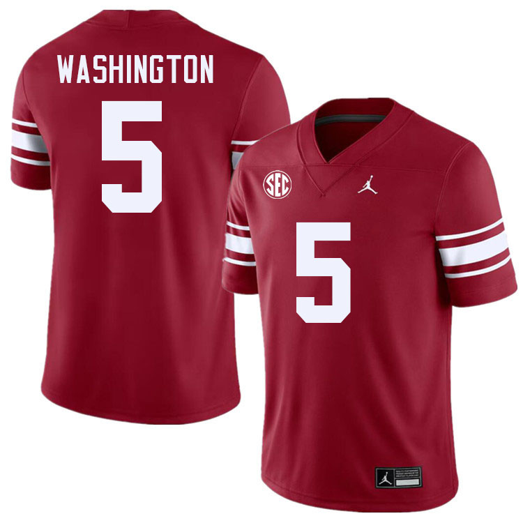 #5 Woodi Washington Oklahoma Sooners 2024 SEC Conference College Football Jerseys-Throwback